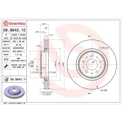 Kuva BREMBO COATED DISC LINE 09.8642.11 Jarrulevyt 302 26 5 tuuletettu sisältä pinnoitettu Ruuveilla VOLVO: C70 I Coupe, V70 I, XC70 Cross Country