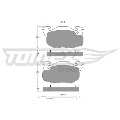 Kuva TOMEX brakes TX 10 342 Jarrupalat Etuakseli Sis. kulumisenilmaisimen Tarvikkeilla RENAULT: TWINGO 1