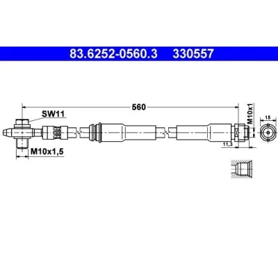Kuva ATE 83.6252 0560.3 Jarruletku 560 M10x1 AUDI: TT Coupe, A3 Hatchback