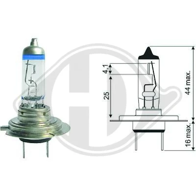 Kuva DIEDERICHS More Light +90% LID10063 Ajovalopolttimo 12 55 VOLVO: XC90 I, V70 2, V50, AUDI: Q5, A6 C6 Sedan, A4 B6 Avant, HONDA: CIVIC 8