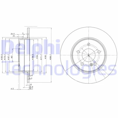 Kuva DELPHI BG3239C Jarrulevyt 290 10 5 täysi pinnoitettu käsittelemätön ilman pyöränlaakeria, ABS sensorirengasta MERCEDES BENZ: C sarja T modell