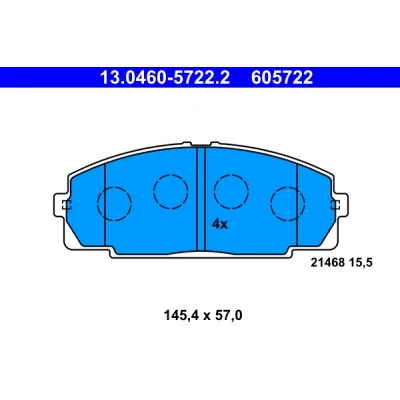 Kuva ATE 13.0460 5722.2 Jarrupalat Ilman kulumisenilmaisinta TOYOTA: Hiace 4 Kasten, Bus