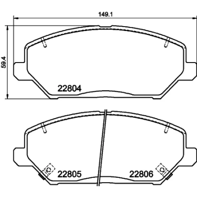 Kuva HELLA 8DB 355 037 881 Jarrupalat akustisella kulumavaroittimella KIA: Ceed III Sportswagon, Hatchback, XCeed, HYUNDAI: i30 Hatchback