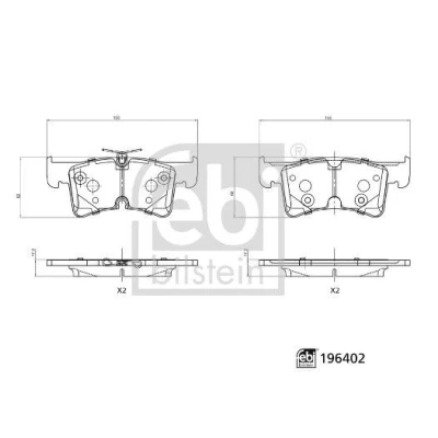 Kuva FEBI BILSTEIN 196402 Jarrupalat Taka akseli Ilman kulumisenilmaisinta Huudonvaimennuspellillä VW: Multivan T7 (STM, STN) 2.0 TSi, 1.4 e Hybrid