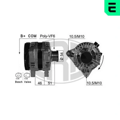 Kuva ERA 210420A Laturi 14V 150A VOLVO: V70 3, S80 II, XC70 II Farmari, FORD: FIESTA 6, Galaxy Mk2 MPV, S Max Mk1