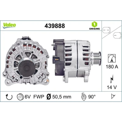 Kuva VALEO 439888 Laturi 14V 180A AUDI: A6 C7 Avant, A4 B8 Sedan, A5 Sportback