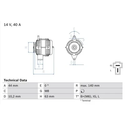 Kuva BOSCH 0 986 037 271 Laturi 14V 40A