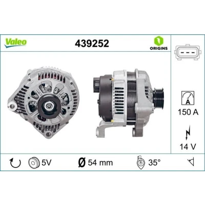 Kuva VALEO 439252 Laturi 14V 150A BMW: 3 Sedan, 5 X5, OPEL: Omega B Caravan, LAND ROVER: Range Rover