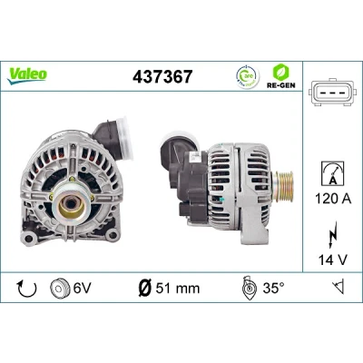 Kuva VALEO 437367 Laturi 14V 120A BMW: 3 Sedan, 5 Touring, Sedan