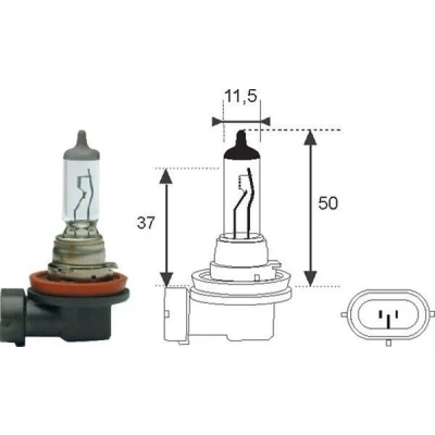 Kuva MAGNETI MARELLI 002549100000 Polttimo, kaukovalo H11 12V 55W PGJ 19 2 Halogeeni VOLVO: V50, S40 II, FORD: MONDEO 4 Turnier, 3,