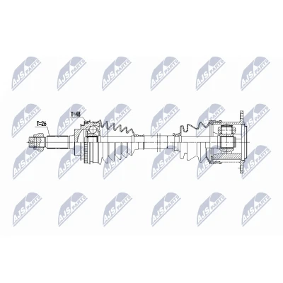 Kuva NTY NPW TY 197 Vetoakseli Taka akseli, vasen 645mm Käsivaihteisto, Automaattivaihteisto TOYOTA: RAV4 II SUV (XA20) 2.0 D 4WD, 4WD 2000 2005