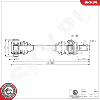 Kuva Vetoakseli, Taka akseli, oikea Esen skv 40SKV116 bmw OE 33217523960, 33217523964, 33217525822