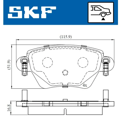 Kuva SKF VKBP 90170 Jarrupalat Ei kulumisenilmaisimelle FORD: MONDEO 3 Kombi, RENAULT: Kangoo I Express