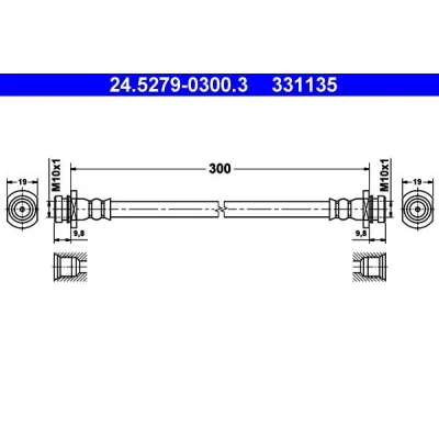 Kuva ATE 24.5279 0300.3 Jarruletku 300 M10x1 SUZUKI: SX4 I Hatchback