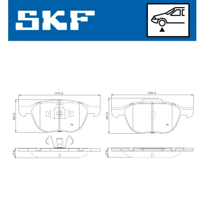 Kuva SKF VKBP 80262 Jarrupalat Ei kulumisenilmaisimelle VOLVO: V40 Hatchback, Van / Hatchback