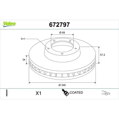 Kuva Jarrulevy Tuuletettu, Etuakseli Valeo 672797 audi, vw OE 4M0615301AB, 4M0615301AN, 4M0615301P