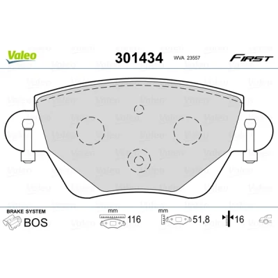 Kuva VALEO 301434 Jarrupalat FIRST Taka akseli ilman kulumisenilmaisinta huudonvaimennuspeltiä FORD: MONDEO 3 Kombi, Stufenheck,