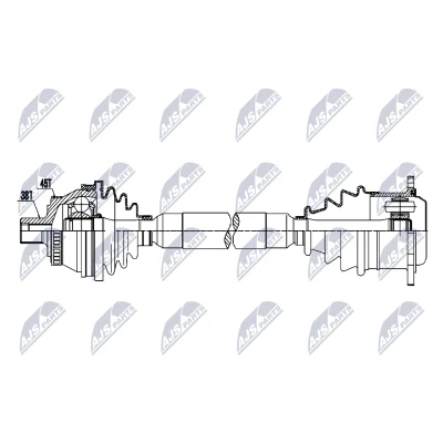 Kuva Vetoakseli, Etuakseli, oikea AUDI, SKODA, VW OE 8D0407272AJ