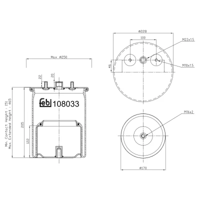 Kuva FEBI BILSTEIN 108033 Metallipalje, ilmajousitus ohjautumaton takateli