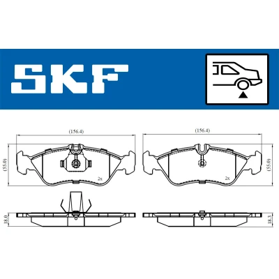 Kuva SKF VKBP 90362 Jarrupalat Kulumisenilmaisemelle VOLKSWAGEN: LT 28 46 2 Kasten, 35 II Bussi