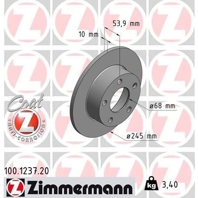 Kuva ZIMMERMANN COAT Z 100.1237.20 Jarrulevyt 245 10 5/5 5 112 täysi pinnoitettu AUDI: A6 C5 Avant, Sedan