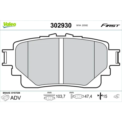 Kuva VALEO 302930 Jarrupalat Taka akseli ilman kulumisenilmaisinta ruuveja, huudonvaimennuspeltiä TOYOTA: RAV4 V, LEXUS: RC