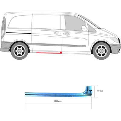 Kuva Kylkipaneli, Oikea MERCEDES BENZ VIANO [W639], VITO / MIXTO Skåp Buss [W639] OE 6396376219, 6396379009, A6396376219