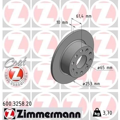 Kuva ZIMMERMANN COAT Z 600.3258.20 Jarrulevyt 253 10 10/5 5 112 täysi pinnoitettu SKODA: Octavia 3 Combi, Schrägheck, IV Combi