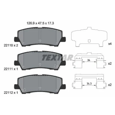 Kuva TEXTAR 2211003 Jarrupalat akustisella kulumavaroittimella Tarvikkeilla FORD USA: Mustang Mk6 Coupe