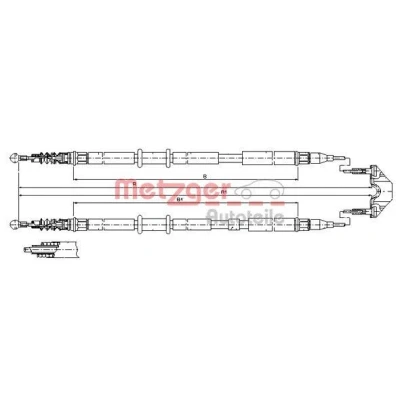 Kuva METZGER 11.5952 Käsijarruvaijeri Takana 1643/1460+1675/1491 Levyjarru COFLE OPEL: Astra H Hatchback