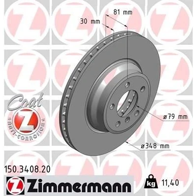 Kuva ZIMMERMANN COAT Z 150.3408.20 Jarrulevyt 348 30 6/5 5 120 tuuletettu sisältä pinnoitettu hiiliteräs BMW: 7