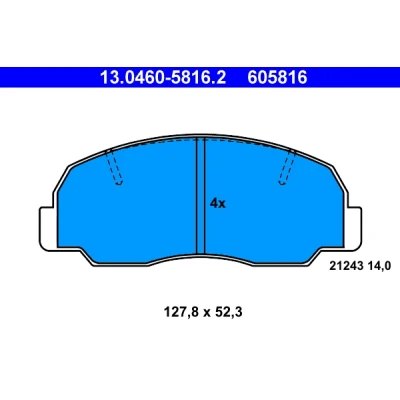 Kuva ATE 13.0460 5816.2 Jarrupalat Ei kulumisenilmaisimelle, Ilman kulumisenilmaisinta DAIHATSU: Feroza Hard Top