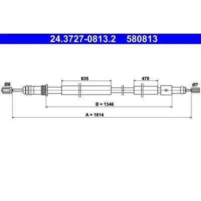 Kuva ATE 24.3727 0813.2 Käsijarruvaijeri 1614 PEUGEOT: 306 Hatchback