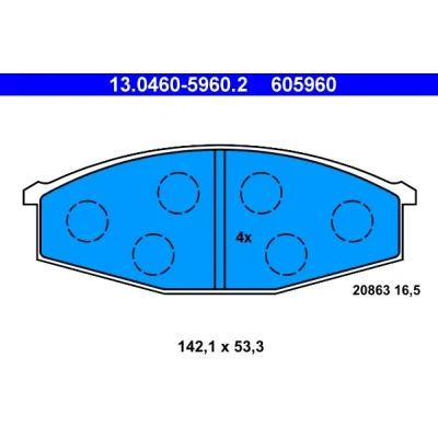 Kuva ATE 13.0460 5960.2 Jarrupalat Ei kulumisenilmaisimelle, Ilman kulumisenilmaisinta NISSAN: Patrol GR 4 SUV, 3/1 5 SUV