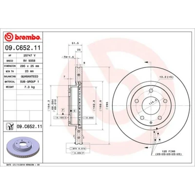 Kuva BREMBO 09.C652.11 Jarrulevyt 295 25 5 tuuletettu sisältä pinnoitettu MAZDA: 3 Hatchback, Sedan, CX
