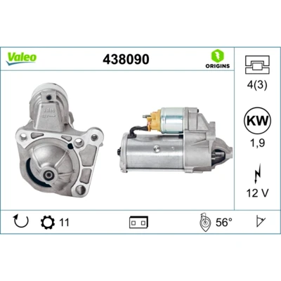 Kuva VALEO NEW ORIGINAL PART 438090 Starttimoottori 12 1,9 11 RENAULT: TRAFIC 2 Bus, Kasten, SCENIC 2, NISSAN: Primera Sedan, Interstar Van