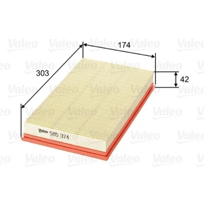 Kuva VALEO 585374 Ilmansuodatin 42 174 303 Suodatinpanos PEUGEOT: 307 SW, Hatchback, Farmari, FIAT: 500 Punto II Hatchback