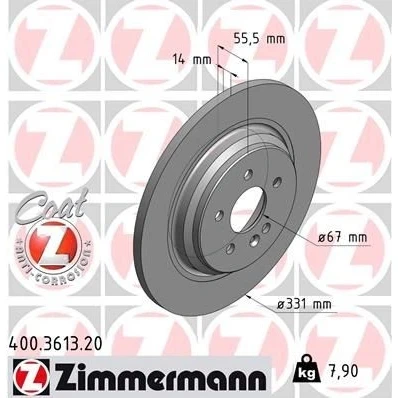 Kuva ZIMMERMANN COAT Z 400.3613.20 Jarrulevyt 331 14 6/5 5 112 täysi pinnoitettu hiiliteräs MERCEDES BENZ: ML sarja