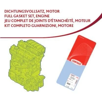 Kuva CORTECO 83404015 Täydellinen Tiivistesarja Moottori Sylinterikannen tiivisteellä, Venttiilivarren tiivisteellä SEAT: Ibiza 4, SKODA: Yeti