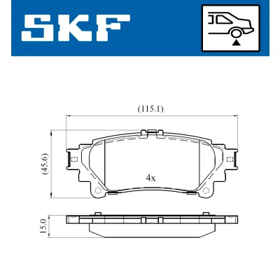 Kuva SKF VKBP 90604 Jarrupalat Ei kulumisenilmaisimelle