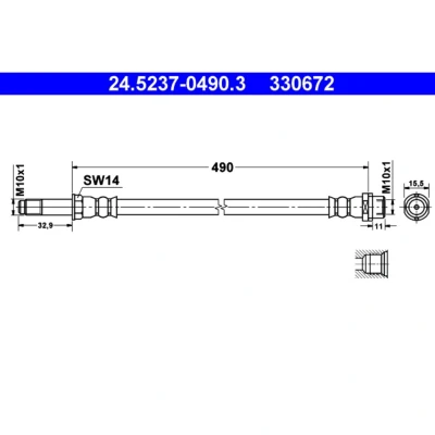 Kuva ATE 24.5237 0490.3 Jarruletku 490 M10x1 MERCEDES BENZ: Sprinter 3 T Bussi, Van