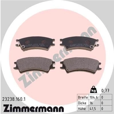 Kuva ZIMMERMANN 23238.160.1 Jarrupalat akustisella kulumavaroittimella Valokuva vastaa toimituslaajuutta