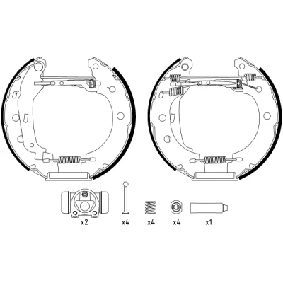 Kuva TEXTAR Shoe Kit Pro 84052800 Jarrukenkäsarja, Rumpujarru Pyörän jarrun sylinterillä, Säätöelementillä