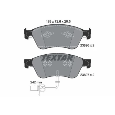 Kuva TEXTAR 2389601 Jarrupalat kulumisvaroitinkoskettimella AUDI: A6 C6 Sedan, A8 D3, VOLKSWAGEN: Phaeton