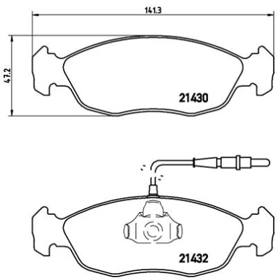 Kuva BREMBO P 61 054 Jarrupalat Sis. kulumisenilmaisimen Männän lukoilla Ilman tarvikkeita PEUGEOT: 306 Hatchback, Sedan, 106 II Hatchback