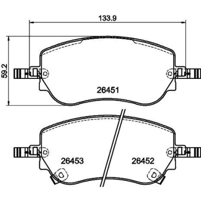 Kuva HELLA 8DB 355 043 861 Jarrupalat akustisella kulumavaroittimella Jarrusatulan ruuveilla Tarvikkeilla FIAT: 500 Hatchback, Tipo Farmari