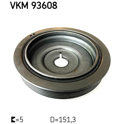 Kuva SKF VKM 93608 Kampiakselin Hihnapyörä 151,3mm 6 RENAULT: LAGUNA 3, GRAND SCENIC 2, NISSAN: Qashqai / Qashqai+2 I