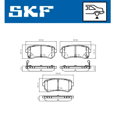 Kuva SKF VKBP 90139 A Jarrupalat akustisella kulumavaroittimella KIA: cee‘d I Farmari, Hatchback, Picanto II, HYUNDAI: i30 Sonata V