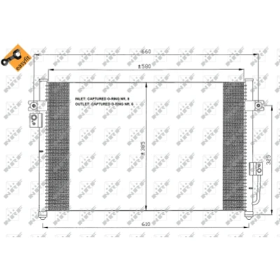 Kuva NRF EASY FIT 35426 Ilmastoinnin Lauhdutin Tiivisterenkaalla 12,9 8,2 Alumiini 580