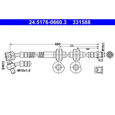 Kuva Jarruletku, Etuakseli, vasen OPEL CASCADA, VAUXHALL CASCADA Cabriolet OE 13400902, 39041651, 5 62 507